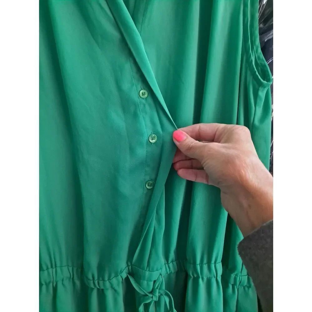 Hilary Radley Sleeveless Sheer Tunic Dress Green 6 - Picture 3 of 6
